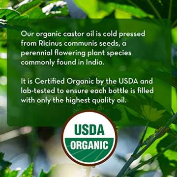 Organic Castor Oil for Eyelash and Eyebrow Growth - 1 fl oz
