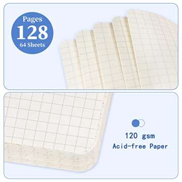 Graph Grid Paper Notebook/Journal - Classic Journal/Notebook with Ribbon Divider, Hardcover with Thick Paper, 5.3" x 8.26", Banded + Pen Holder +Inner Pocket - Deep Blue