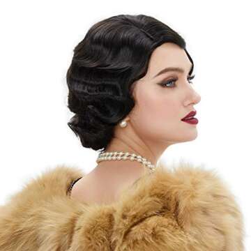 STfantasy 20S Finger Wave Wig Flapper Curly Synthetic Hair for Women 1920s Cosplay Costume Halloween...