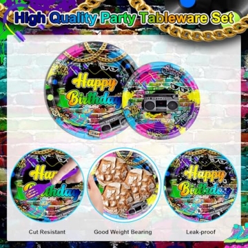 Vibrant 80s Party Tableware Set for 24 Guests