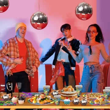 Vibrant 80s Party Tableware Set for 24 Guests