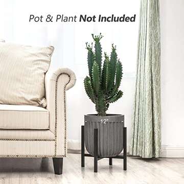 Mkono Plant Stand - EXCLUDING Plant Pot, Mid Century Modern Tall Metal Indoor Flower Potted Plant Ho...