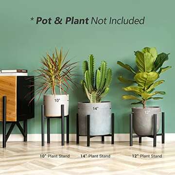 Mkono Plant Stand - EXCLUDING Plant Pot, Mid Century Modern Tall Metal Indoor Flower Potted Plant Holder Plants Display Rack, Fits Up to 12 Inch Planter, Black