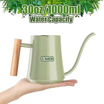 Stylish Metal Sage Green Watering Can 35oz for Indoor Plants