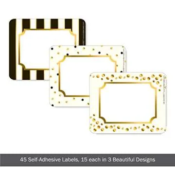 Barker Creek Name Badges & Self-Adhesive Labels, Gold, Multi-Purpose Name Tags, Gift Tags, Labels, and More! 3.5" x 2.75", 45 per Pkg (1532)