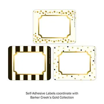Barker Creek Name Badges & Self-Adhesive Labels, Gold, Multi-Purpose Name Tags, Gift Tags, Labels, and More! 3.5" x 2.75", 45 per Pkg (1532)