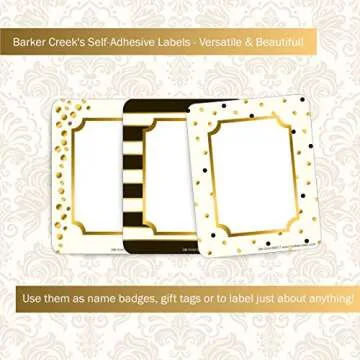 Barker Creek Name Badges & Self-Adhesive Labels, Gold, Multi-Purpose Name Tags, Gift Tags, Labels, and More! 3.5" x 2.75", 45 per Pkg (1532)