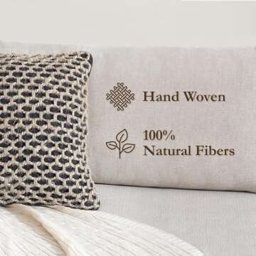 Boho Living Jada Decorative Throw, Includes Accent, Premium Woven Design, Living Room Décor, (2) 20...