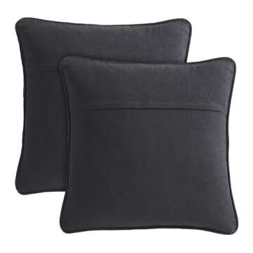 Boho Living Jada Decorative Throw, Includes Accent, Premium Woven Design, Living Room Décor, (2) 20" x 20" Pillow Cover with Insert, Black