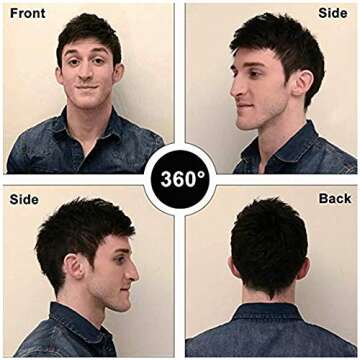 UHBGT Men Hair Tropper, Natural Black Short Men Topper Wig Real Human Hair Toupee Clip for Male Guy Daily Wear