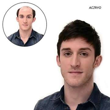 UHBGT Men Hair Tropper, Natural Black Short Men Topper Wig Real Human Hair Toupee Clip for Male Guy Daily Wear