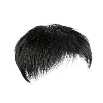 UHBGT Men Hair Tropper, Natural Black Short Men Topper Wig Real Human Hair Toupee Clip for Male Guy Daily Wear