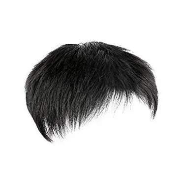 UHBGT Men Hair Tropper, Natural Black Short Men Topper Wig Real Human Hair Toupee Clip for Male Guy Daily Wear