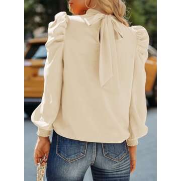 Dokotoo Elegant Puff Sleeve Turtleneck Top for Women