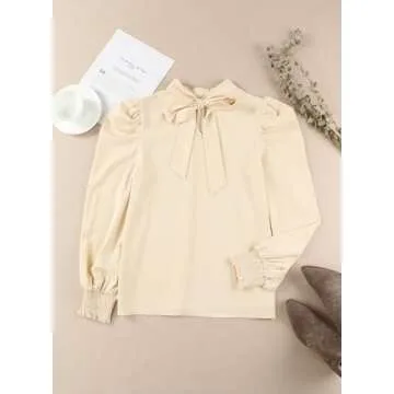 Dokotoo Elegant Puff Sleeve Turtleneck Top for Women