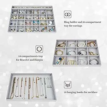 ProCase Stackable Jewelry Tray Set for Organized Storage