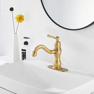 Antique Brass Bathroom Faucet with 360° Swivel Spout