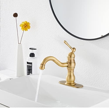 Antique Brass Bathroom Faucet with 360° Swivel Spout