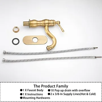 Antique Brass Bathroom Faucet with 360° Swivel Spout