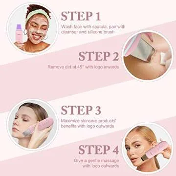 GUGUG Skin Scrubber Face Spatula - Skin Spatula Blackhead Remover Pore Cleaner with 4 Modes, Skin Care Tools-Pink
