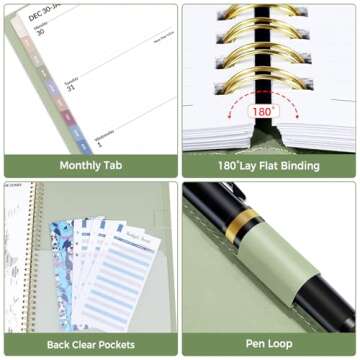 SUNEE 2025 Weekly & Monthly Planner 6.4"x8.5"- 12 Month (January 2025 - December 2025), Vegan Leather Cover, Pocket, Bookmark, Notes, Monthly Tab