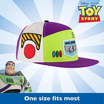 Disney Pixar Toy Story 4 Baseball Cap, Buzz Lightyear Adult Snapback Hat with Flat Brim, Multicolor, One Size