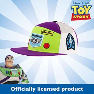 Disney Pixar Toy Story 4 Baseball Cap, Buzz Lightyear Adult Snapback Hat with Flat Brim, Multicolor, One Size