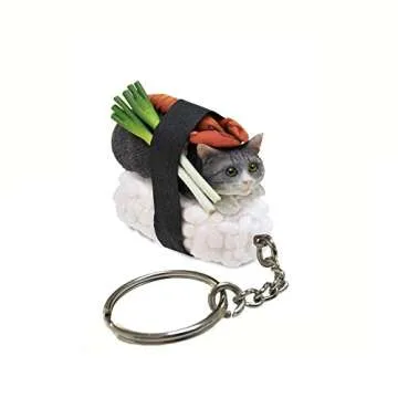 Sushi Cat Clever Idiots Nekozushi Keychain - Blind Box Includes 1 of 5 Collectable Figurines - Features a Detachable Keyring (Version 1)