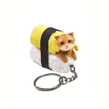 Sushi Cat Clever Idiots Nekozushi Keychain - Blind Box Includes 1 of 5 Collectable Figurines - Features a Detachable Keyring (Version 1)