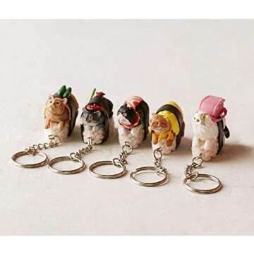 Sushi Cat Clever Idiots Nekozushi Keychain - Blind Box Includes 1 of 5 Collectable Figurines - Features a Detachable Keyring (Version 1)