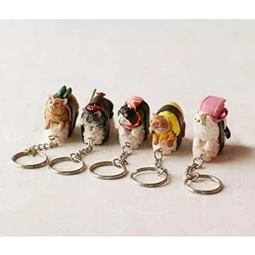 Sushi Cat Clever Idiots Nekozushi Keychain - Blind Box Includes 1 of 5 Collectable Figurines - Features a Detachable Keyring (Version 1)