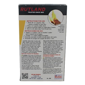 Rutland Safe Lite Fire Starter Squares for Easy Igniting