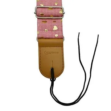 Xinlinke Girls Guitar Strap Pink Cotton Heart Pattern Electric Acoustic Guitar Bass Music Accessories