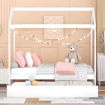 Stylish Montessori-Inspired Full House Bed with Trundle