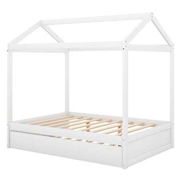 Stylish Montessori-Inspired Full House Bed with Trundle