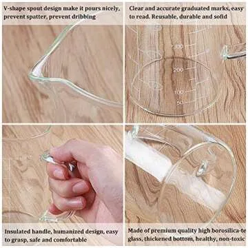 Clopare Glass Measuring Cup with Measurements, 2-Cup, High Borosilicate Clear Measuring Cups with Insulated handle, 16oz, 500ml