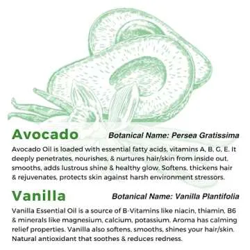 Multiuse Avocado + Vanilla Oil Medley for Face, Body & Hair - Natural Avocado Oil, Shea Nut Oil, Vanilla Essential Oil, & Vitamin E - Seals in Moisture for Dry Skin, Scalp & Nails - 2 oz