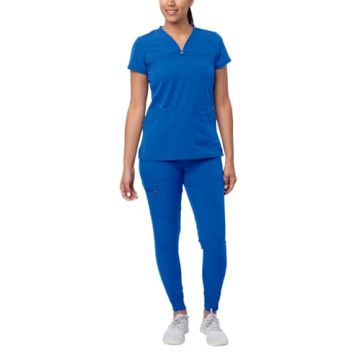 Adar Uniforms Pro Movement Booster Scrub Set For Women - Sweetheart V-Neck Top & Yoga Jogger Pants -...