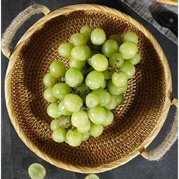 Rattan Round Fruit Basket Stylish Wicker Serving Tray