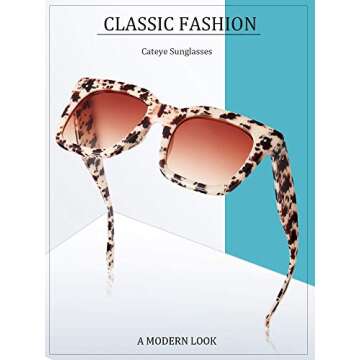 6 Pairs Oversized Sunglasses Vintage Retro Square Frame Sunglasses with Flat Lens and 3 Pieces Glass Cloths