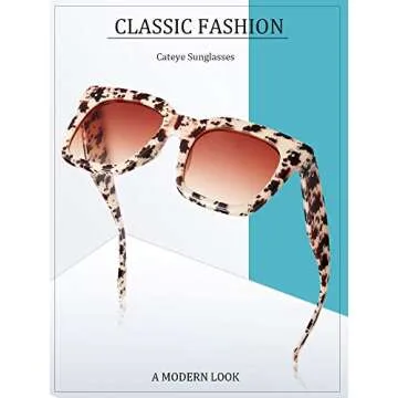 6 Pairs Oversized Sunglasses Vintage Retro Square Frame Sunglasses with Flat Lens and 3 Pieces Glass Cloths