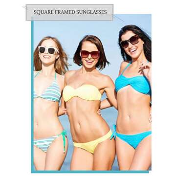 6 Pairs Oversized Sunglasses Vintage Retro Square Frame Sunglasses with Flat Lens and 3 Pieces Glass Cloths