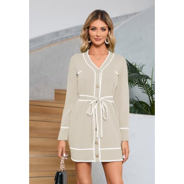 Pink Queen Autumn Button Down Sweater Dress for Women