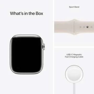 Apple Watch Series 7 (GPS + Cellular, 45MM) Silver Stainless Steel Case with Starlight Sport Band (Renewed)