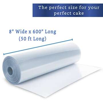 Premium Cake Collar Acetate Roll - 8 x 600 In (50ft) for Professional Baking