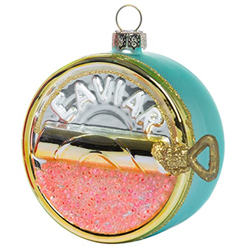 2 Pack Glass Caviar Christmas Ornament, Hand Painted Blown Glass Canned Food Ornaments for Christmas...