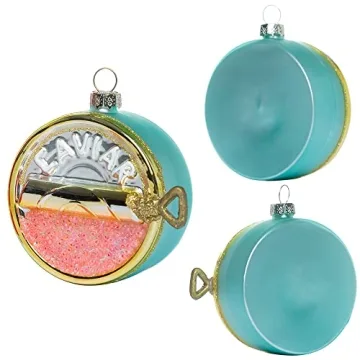 Hand Painted Glass Caviar Christmas Ornaments - 2 Pack