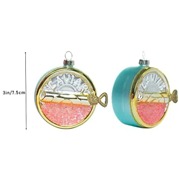 Hand Painted Glass Caviar Christmas Ornaments - 2 Pack