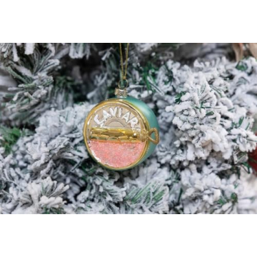 Hand Painted Glass Caviar Christmas Ornaments - 2 Pack
