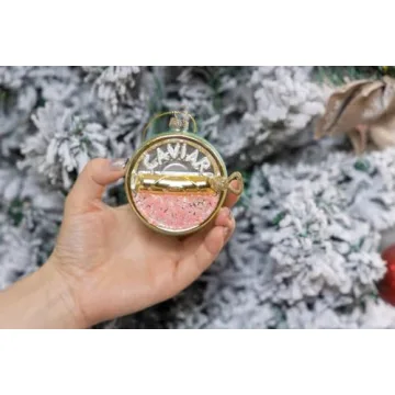 Hand Painted Glass Caviar Christmas Ornaments - 2 Pack